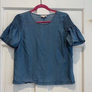 Maison Jules Blue Chambray Denim Women's Top
